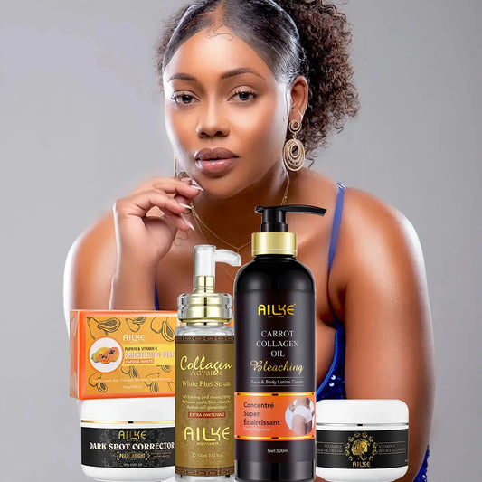 Ensemble de soins de la peau au collagène AILKE pour femmes, hydratant, blanchissant, élimine les taches de rousseur, les taches brunes, les points noirs, kit éclaircissant pour la peau
