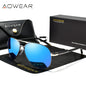 AOWEAR Lunettes d’aviation pour homme, lunettes de soleil polarisées miroir HD pour homme, lunettes de pilote pour la conduite, lunettes de soleil homme