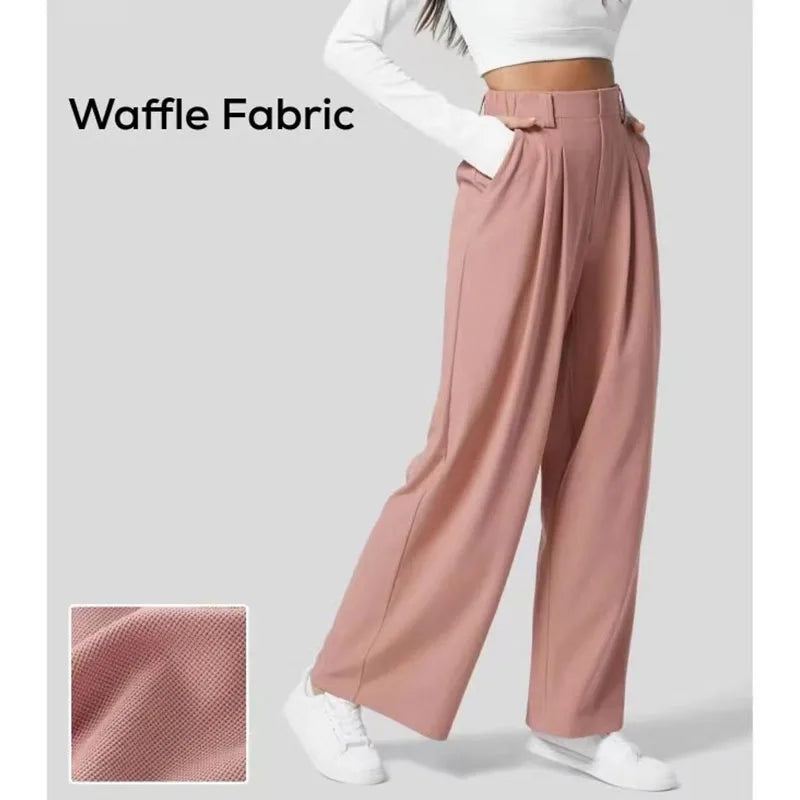 Pantalons pour femmes Pantalons pour femmes à taille haute et jambes larges Pantalons décontractés amples Pantalons droits pour dames de bureau Mode coréenne Pantalons élégants