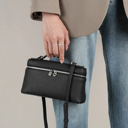 Sac à bandoulière en grain de litchi au style haut de gamme et de niche, mode simple, type boîte à lunch pour femme, exquis mini sac à main porté main et en bandoulière