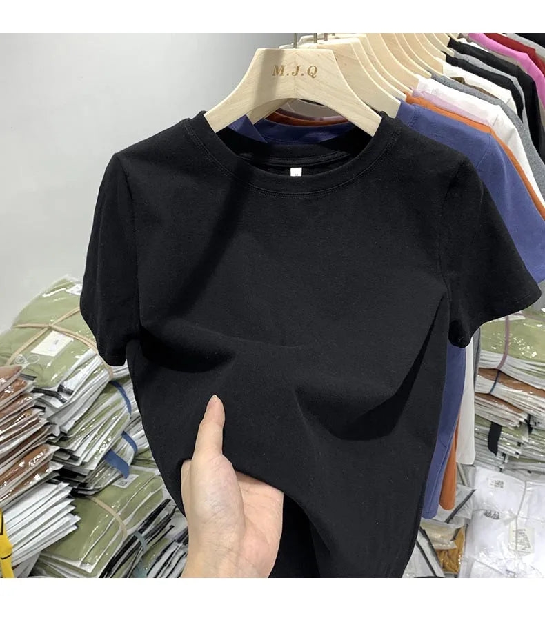 T-shirt pour femme, t-shirt pour filles, vêtements pour femmes, hauts, t-shirt en coton, t-shirt féminin à manches courtes, tee-shirt de printemps, haut sexy Y2K, blanc