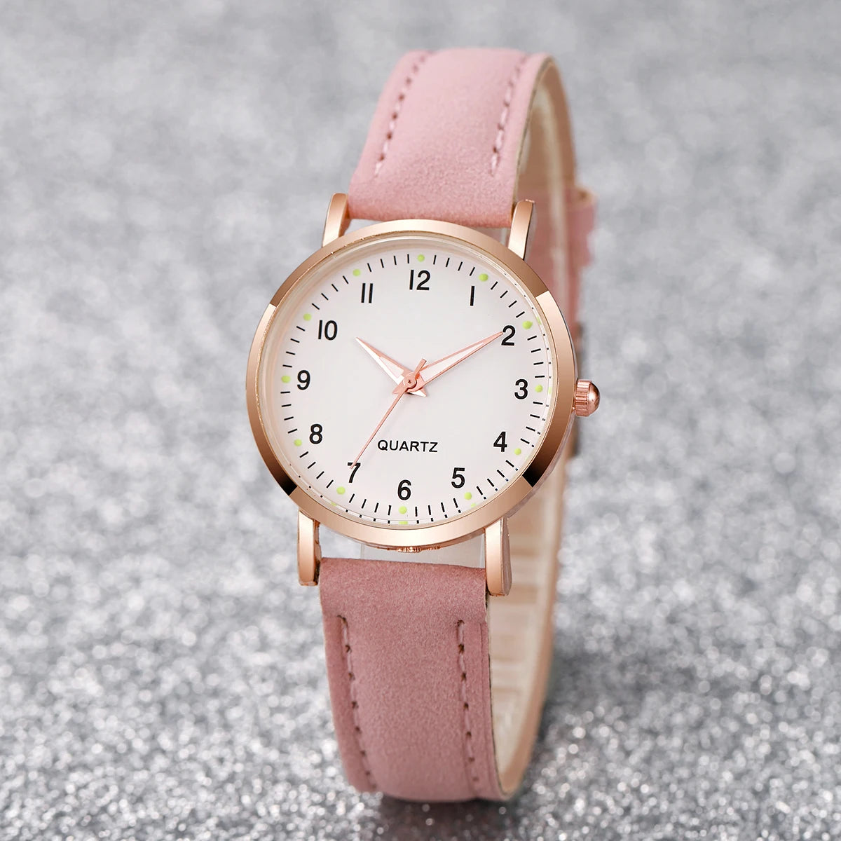 Montre de mode décontractée pour femme avec cadran arabe, bracelet en cuir, mouvement à quartz, montre pour femme, horloge pour filles, cadeau