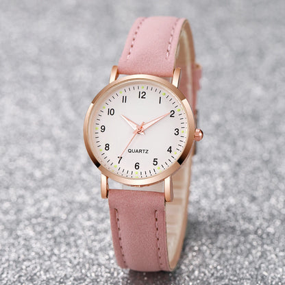 Montre de mode décontractée pour femme avec cadran arabe, bracelet en cuir, mouvement à quartz, montre pour femme, horloge pour filles, cadeau
