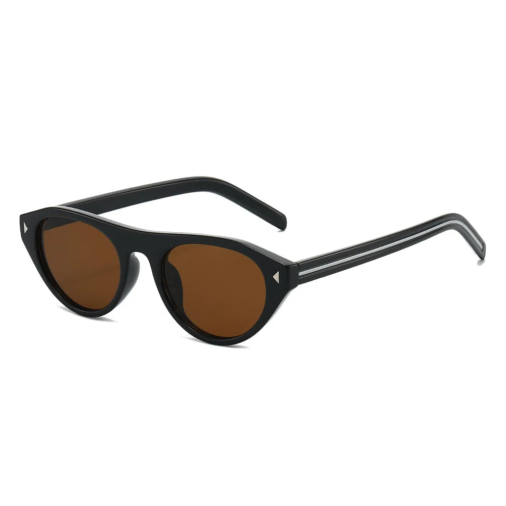 lunettes de soleil vintage petites rondes œil-de-chat pour femmes, nouvelle mode à rivets, sexy, noires léopard, lunettes de soleil tendance pour dames, lunettes d’extérieur modernes