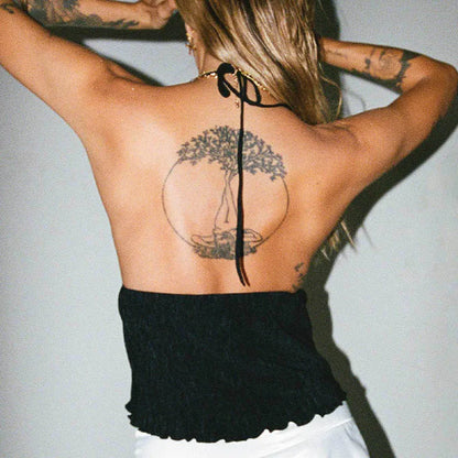 Hauts courts à col licou pour femmes été, hauts verts de couleur unie style bandage à devant ouvert, dos nu et sans manches, streetwear Y2K