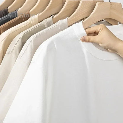 T-shirts unisexes 100 % coton 450 g de haute qualité T-shirts blancs T-shirt vierge d’été pour homme T-shirts pour homme