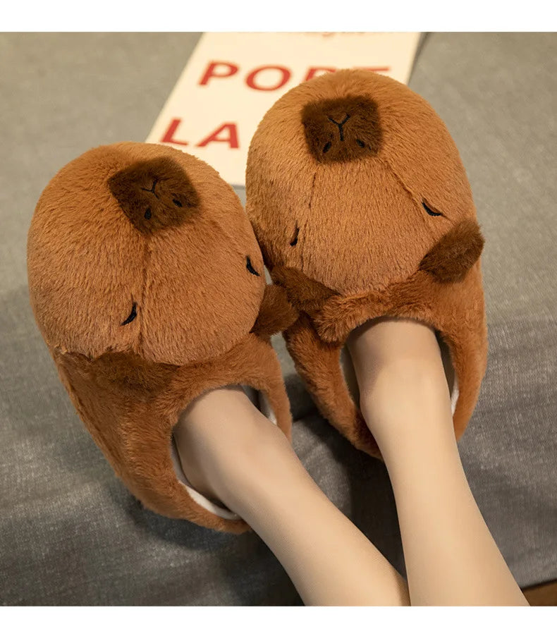 Pantoufles hamster câlines et mignonnes pour femmes, hiver automne, en peluche chaude, chaussures nuage pour chambre, pantoufles familiales pour femme, pantoufles animaux kawaii