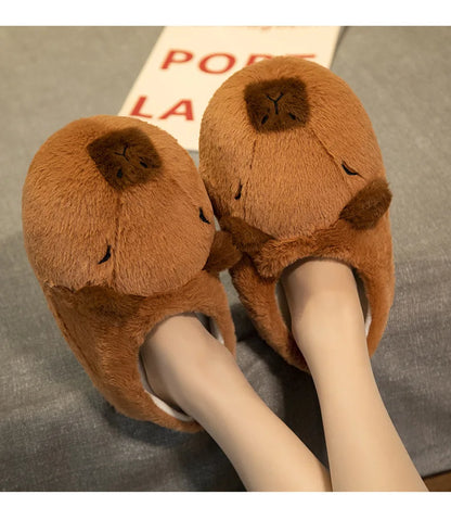 Pantoufles hamster câlines et mignonnes pour femmes, hiver automne, en peluche chaude, chaussures nuage pour chambre, pantoufles familiales pour femme, pantoufles animaux kawaii