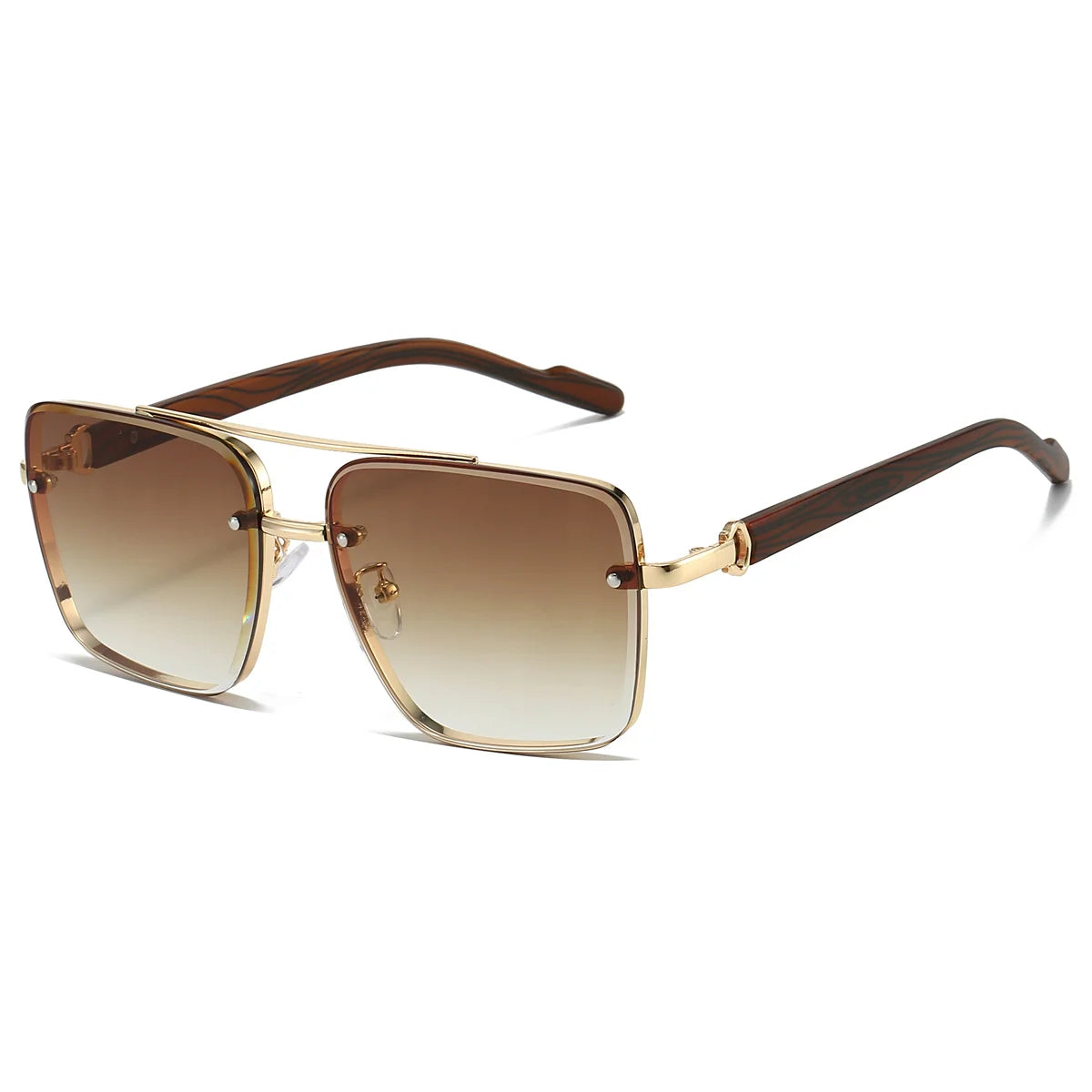KAMMPT Fashion Lunettes de soleil rétro carrées en métal pour femme, design original de marque, lunettes de conduite nouvelles à double pont style pilote