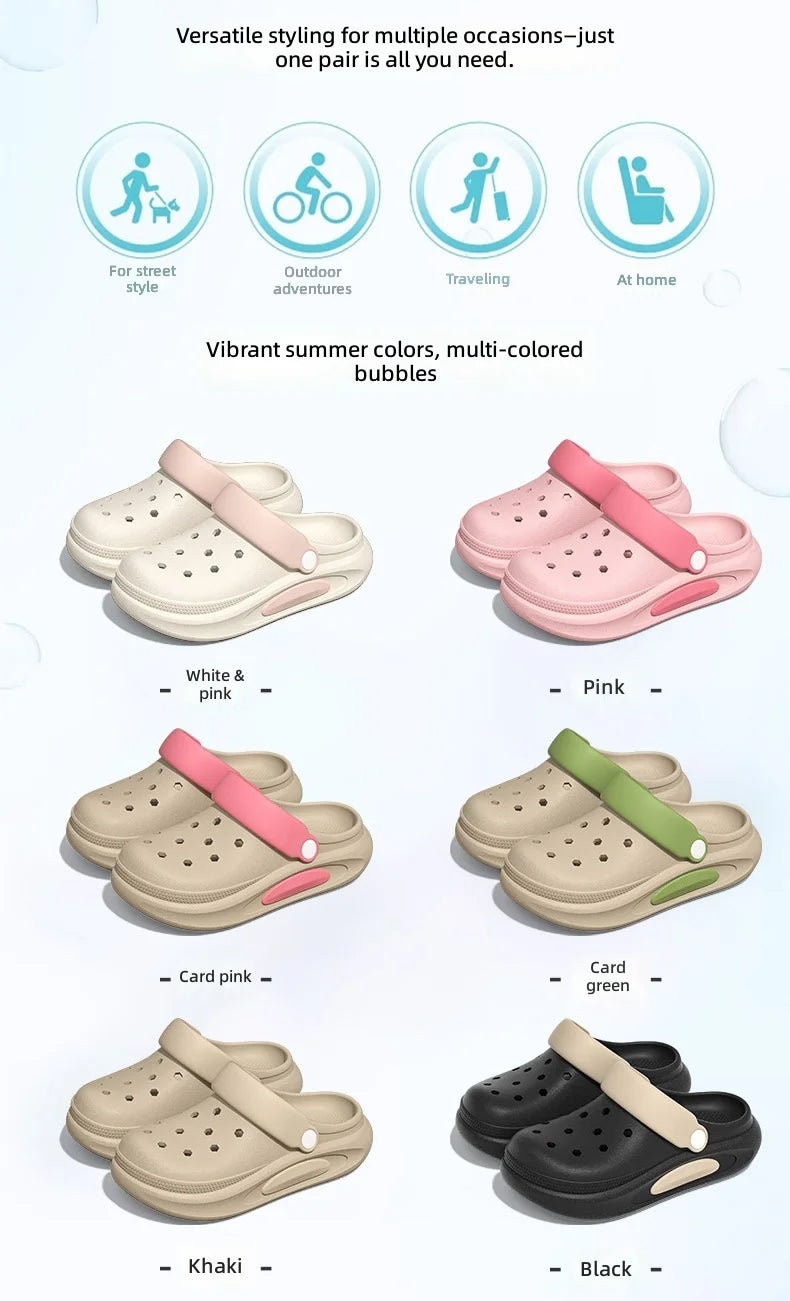 Sabots d’été pour femmes avec jolis charms 3D, sandales de jardin, chaussons de plage légers en EVA souple, chaussures d’extérieur antidérapantes à semelle épaisse et tendance