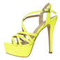 Sandales à plateforme pour femmes sexy 14 cm, défilés de mode, bout ouvert, talons hauts, stilettos à motif serpent, bride à la cheville, chaussures de soirée style gladiateur