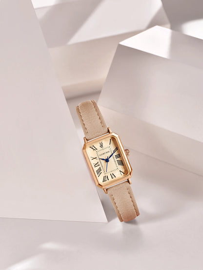 Montre-bracelet décontractée rétro à affichage numérique, cadran carré, bracelet en cuir, montre à quartz tendance pour femme, idée cadeau