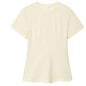 T-shirt femme d'été beige violet à manches courtes, haut élégant féminin plissé effet amincissant, nouveau haut femme printemps 2026