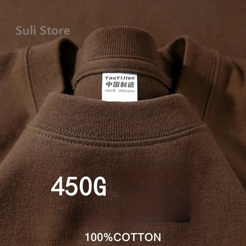 T-shirts unisexes 100 % coton 450 g de haute qualité T-shirts blancs T-shirt vierge d’été pour homme T-shirts pour homme