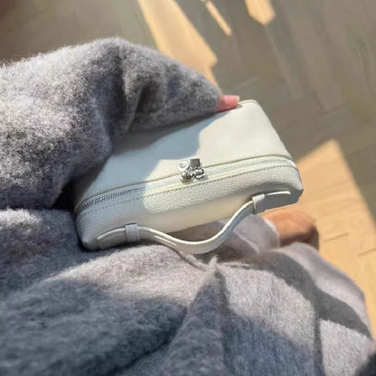 Sac à bandoulière en grain de litchi au style haut de gamme et de niche, mode simple, type boîte à lunch pour femme, exquis mini sac à main porté main et en bandoulière