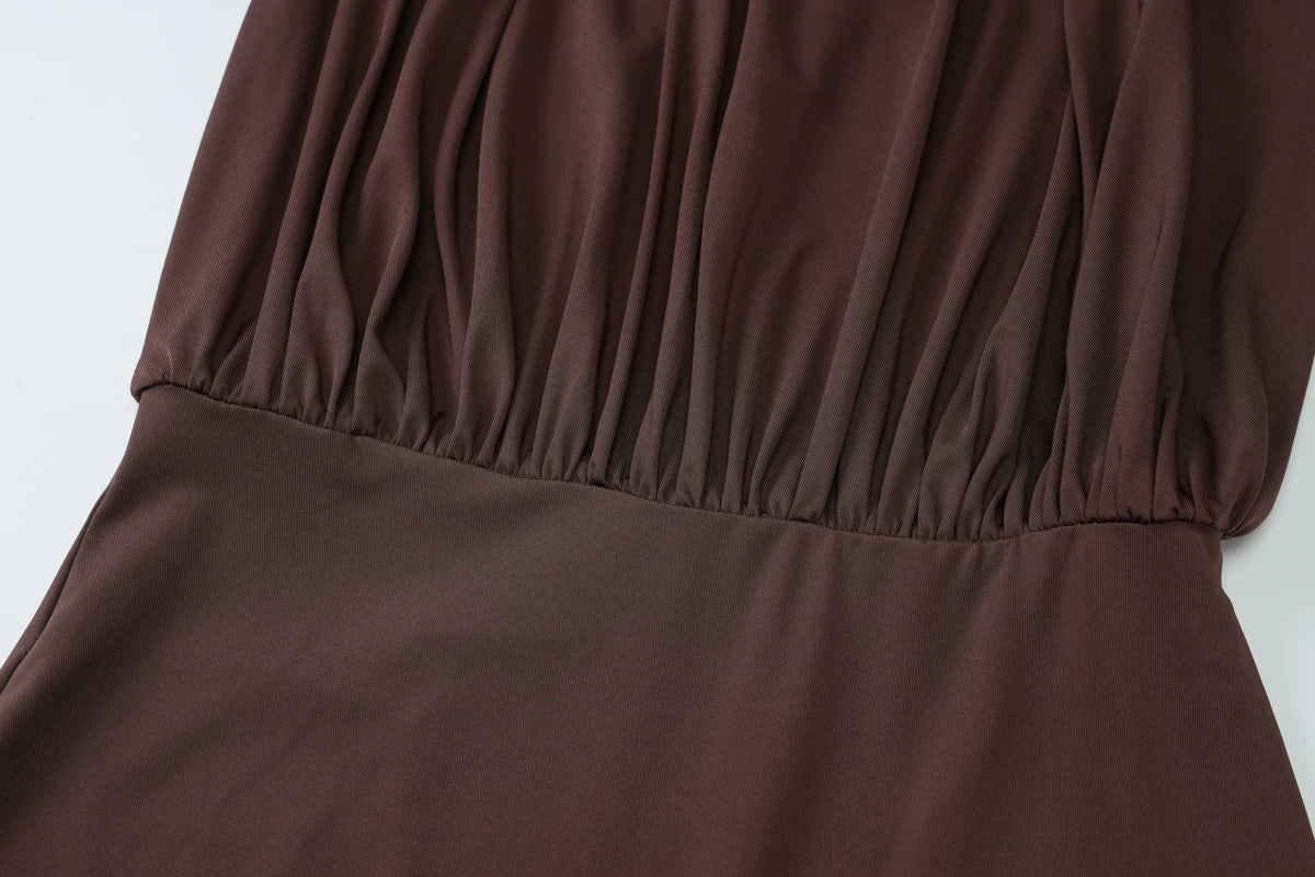 Robe mini Hugcitar Fashion à col licou, unie, sans manches, dos nu, bandage, froncée, sexy et moulante, vêtements d’été pour fête, vacances et club.