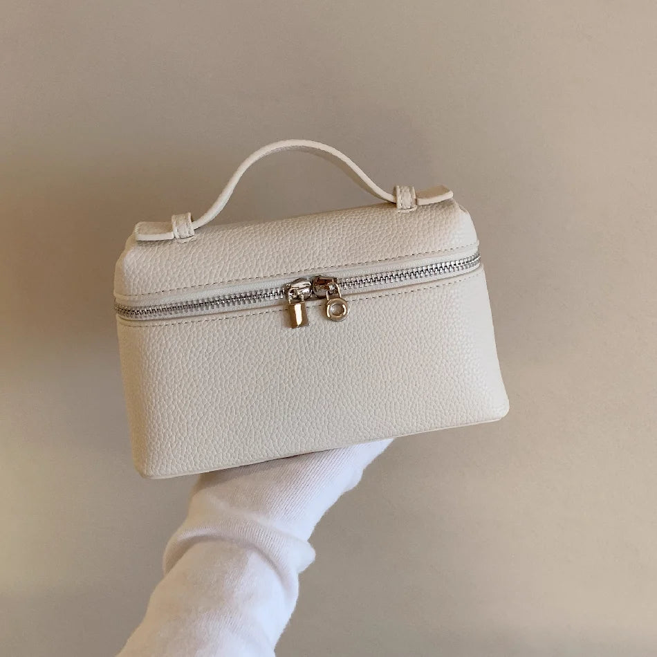 Sac à bandoulière en grain de litchi au style haut de gamme et de niche, mode simple, type boîte à lunch pour femme, exquis mini sac à main porté main et en bandoulière
