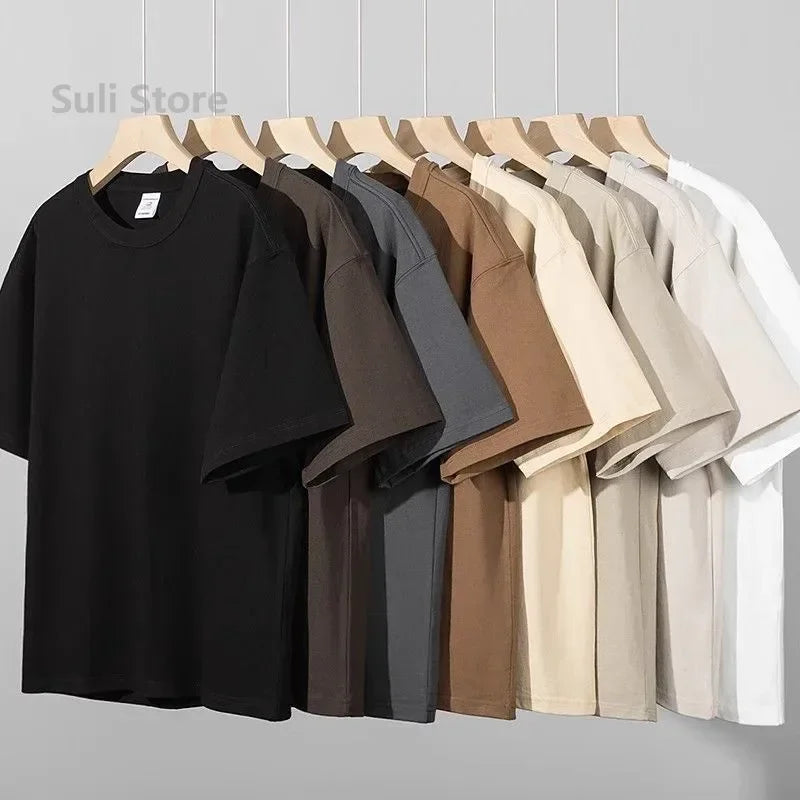 T-shirts unisexes 100 % coton 450 g de haute qualité T-shirts blancs T-shirt vierge d’été pour homme T-shirts pour homme