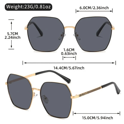 LINFEMAND Lunettes de soleil pour femme à monture métallique classique avec verres dégradés UV400, essentielles pour les voyages d’été, la conduite, le cyclisme, les festivals, idée cadeau