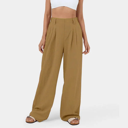 Pantalons pour femmes Pantalons pour femmes à taille haute et jambes larges Pantalons décontractés amples Pantalons droits pour dames de bureau Mode coréenne Pantalons élégants