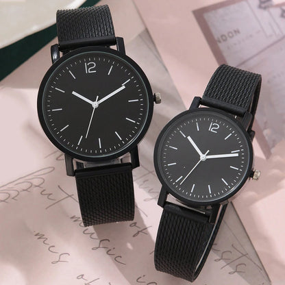 Ensemble de 1/2 pièces de montres décontractées en cuir pour couple, mode tendance, montres-bracelets à quartz pour femmes avec cadran simple, montre habillée, montre femme