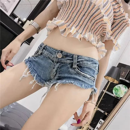 Short en jean d'été pour femmes taille basse, short en jean extensible, hot pants, design triangle sexy, rehausseur de fesses, streetwear décontracté DURIKIES