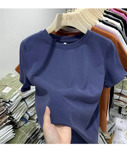 T-shirt pour femme, t-shirt pour filles, vêtements pour femmes, hauts, t-shirt en coton, t-shirt féminin à manches courtes, tee-shirt de printemps, haut sexy Y2K, blanc