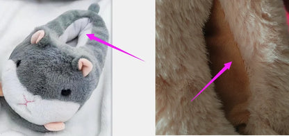 Pantoufles hamster câlines et mignonnes pour femmes, hiver automne, en peluche chaude, chaussures nuage pour chambre, pantoufles familiales pour femme, pantoufles animaux kawaii