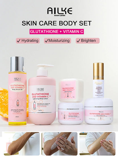 Crème de soin éclaircissante pour la peau AILKE, lotion éclaircissante, élimine les taches foncées avec glutathion, beurre de karité, crème corporelle hydratante