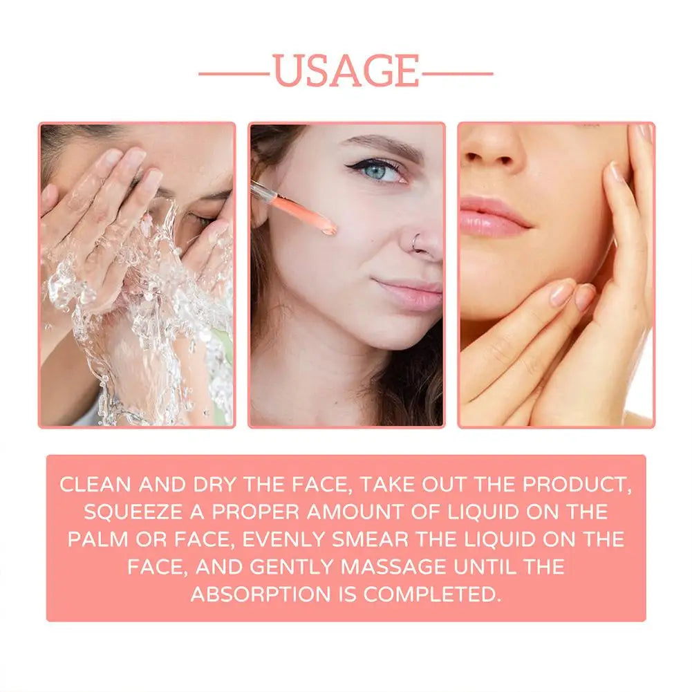 Sérum visage raffermissant 5 en 1 pour estomper les ridules, hydratant et éclaircissant, sérum facial à la vitamine C et à l’acide hyaluronique, resserre les pores, soin de la peau