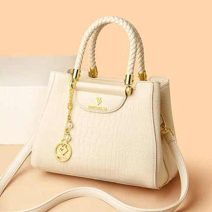 Sac à main élégant à poignée tressée pour femmes, sac à poignée supérieure en cuir de haute qualité, sac bandoulière et porté épaule pour dames, cabas décontracté de qualité