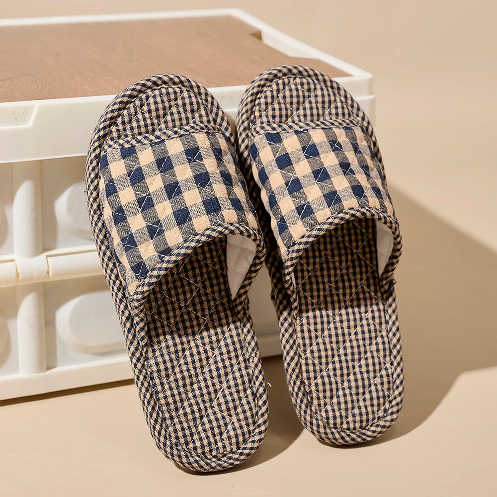 Pantoufles d’intérieur légères en coton doux à motif floral, chaussures de sol rétro et tendance pour la maison, pantoufles antidérapantes pour couple