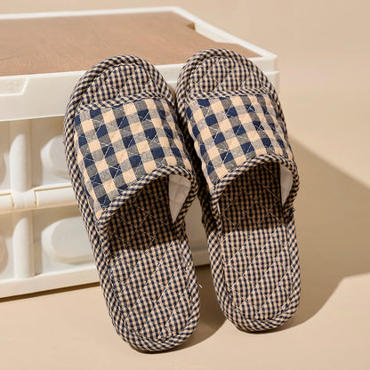 Pantoufles d’intérieur légères en coton doux à motif floral, chaussures de sol rétro et tendance pour la maison, pantoufles antidérapantes pour couple