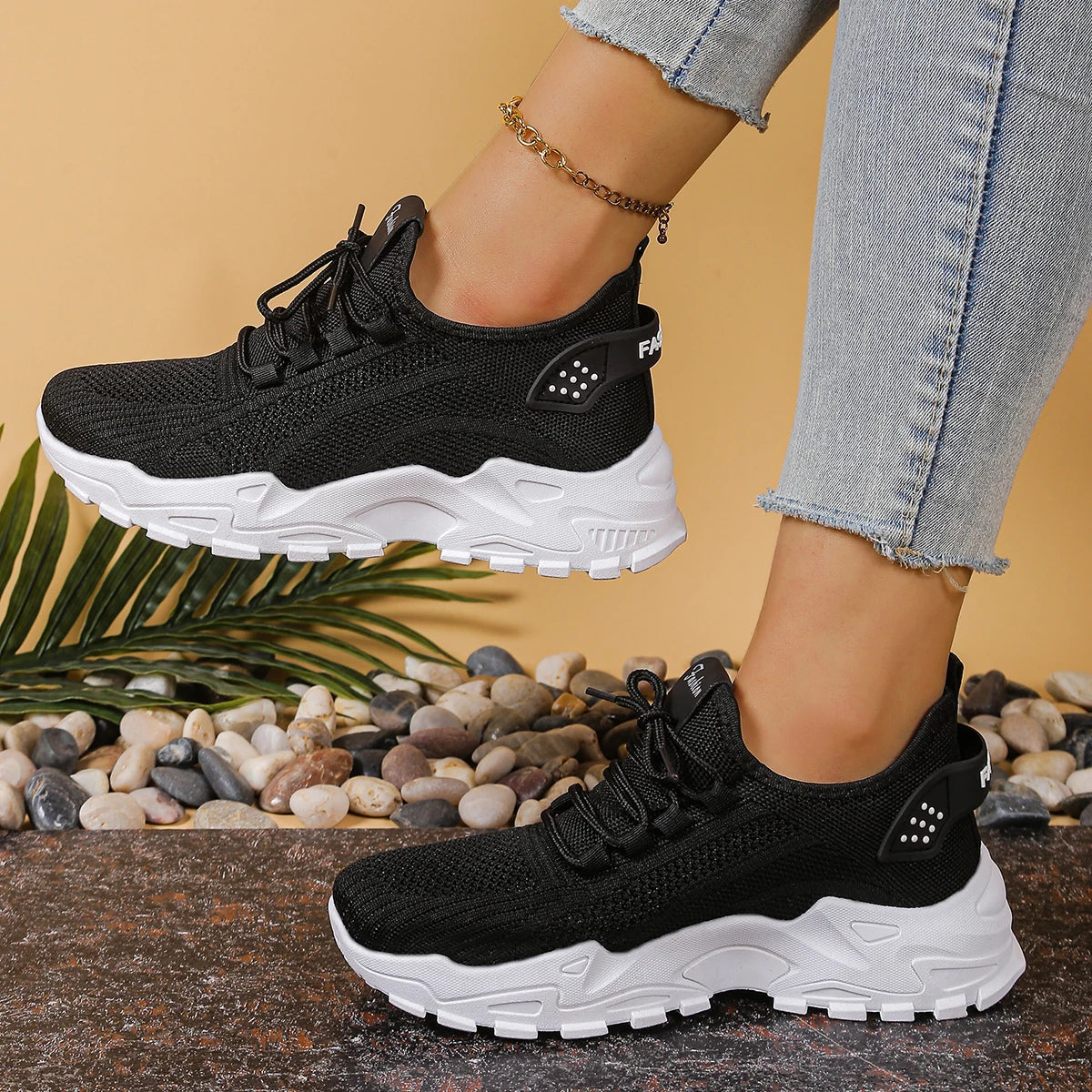 Chaussures de sport décontractées pour femmes avec maille respirante et semelles souples, chaussures de sport polyvalentes