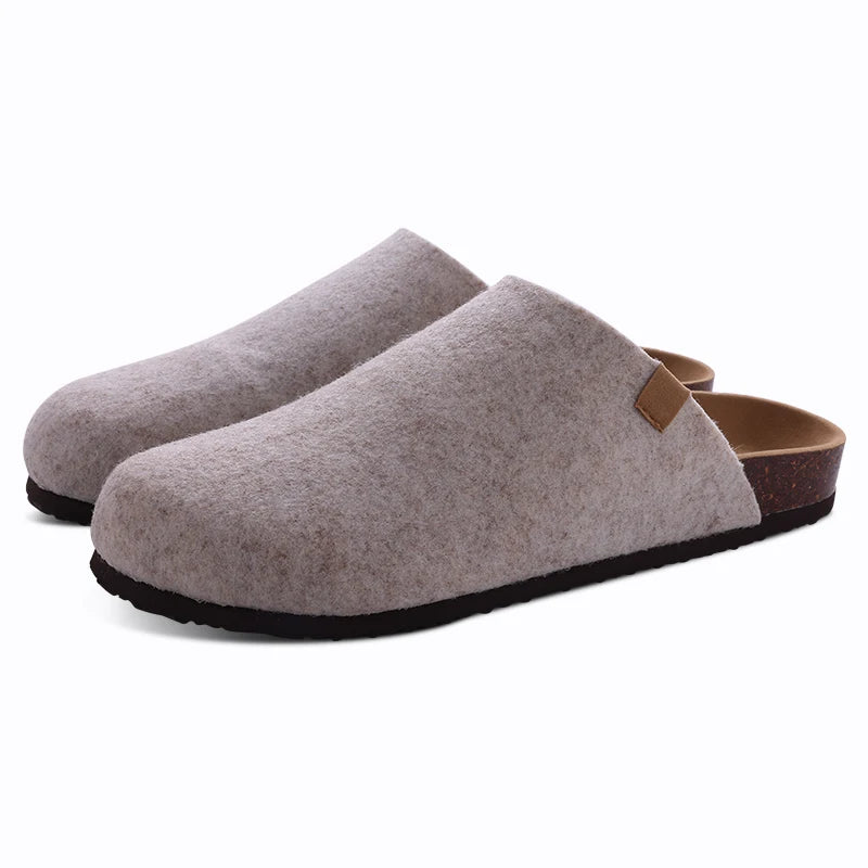 Mules en daim pour femmes Comwarm Fashion, pantoufles, sabots pour hommes, sandales à semelle intérieure en liège avec soutien de la voûte plantaire, claquettes d’extérieur pour la plage, chaussures d’intérieur