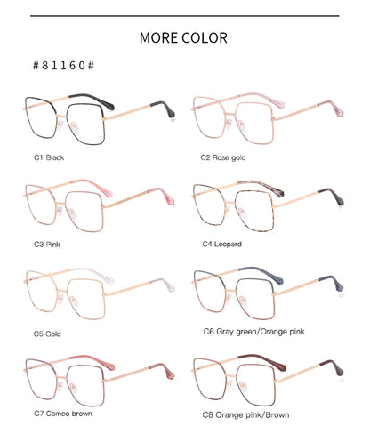 JMISUS Fashion Femme Lunettes optiques carrées avec verres correcteurs anti-lumière bleue photochromiques gris en forme de papillon, lunettes de vue sur ordonnance