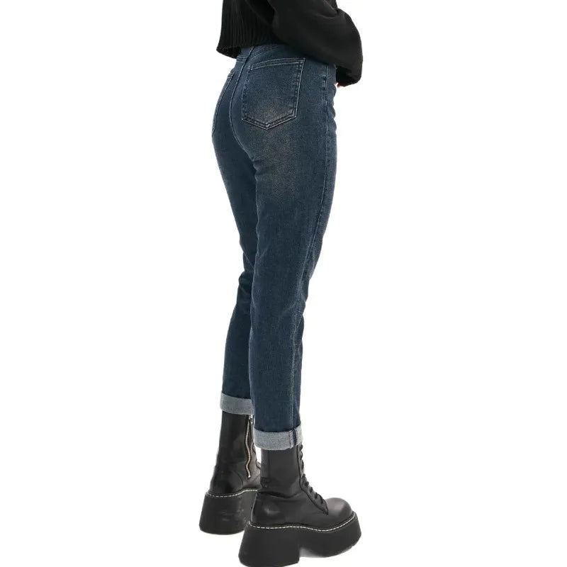 Jeans femme 2025 amples à taille haute, pantalon droit de style européen et américain
