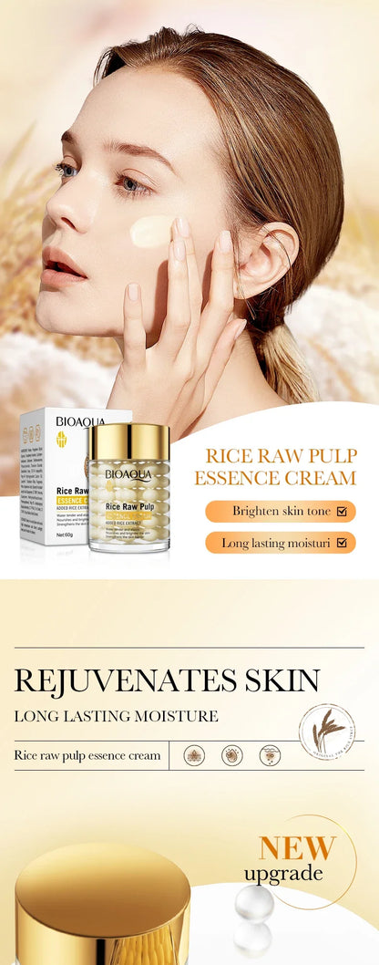 Crème essence hydratante profonde au riz BIOAOUA, crème visage éclaircissante et hydratante, crème raffermissante et rajeunissante, soin de la peau pour femmes