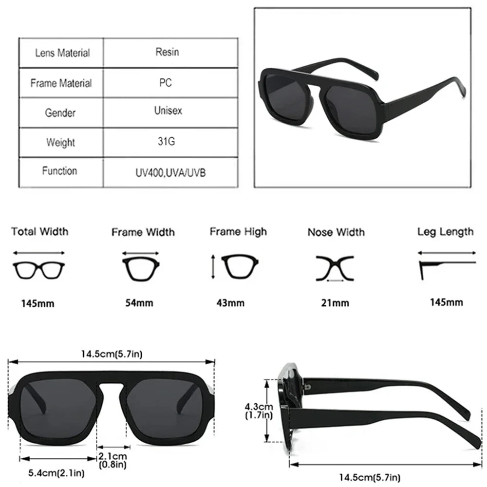 JNPCXI Lunettes de soleil carrées rétro pour femmes, design de marque tendance, verres dégradés UV400, lunettes de soleil punk pour hommes