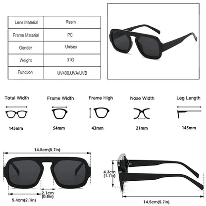 JNPCXI Lunettes de soleil carrées rétro pour femmes, design de marque tendance, verres dégradés UV400, lunettes de soleil punk pour hommes