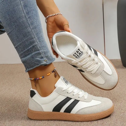 Baskets légères et confortables pour femmes, chaussures de sport tendance à lacets rayées pour femme, baskets décontractées vertes et respirantes, grandes tailles