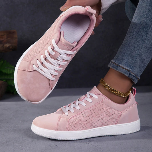 Chaussures de marche roses pour femmes, confortables, à bout large, baskets barefoot pour femmes, baskets plates antidérapantes, chaussures de sport décontractées pour femmes, chaussures d’entraînement pour femmes
