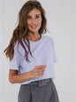 Bornladies Summer T-shirt femme 100 % coton, basique, tendance, uni, manches courtes, haut à superposer ample, 230 g/m², hauts et chemises
