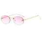 Lunettes de soleil de créateur de marque de luxe sans monture pour femmes, ovales rétro de petite taille, monture métallique, lunettes de soleil pour extérieur, style décontracté vacances, UV400 #300371