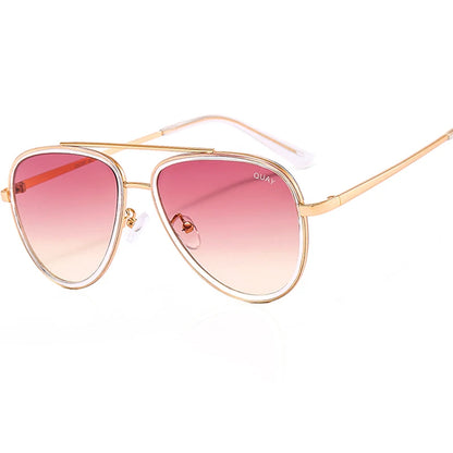 Lunettes de soleil aviateur de marque de mode pour femmes, vintage, de créateur, tout-en-un, lunettes de soleil pour femmes, rétro, monture en alliage, lunettes Quay UV400