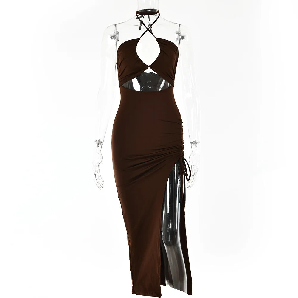 Robes midi sexy sans manches pour femme, dos nu, coupe slim, pour boîte de nuit et soirée, robe moulante élégante pour femme, vestidos elegantes para mujer