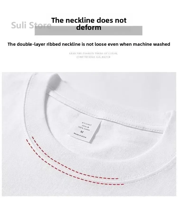 T-shirts unisexes 100 % coton 450 g de haute qualité T-shirts blancs T-shirt vierge d’été pour homme T-shirts pour homme