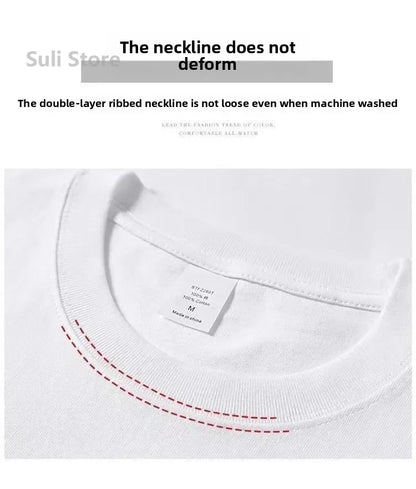 T-shirts unisexes 100 % coton 450 g de haute qualité T-shirts blancs T-shirt vierge d’été pour homme T-shirts pour homme