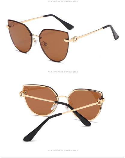 Lot de 2 lunettes de soleil pour femmes à grande monture, lunettes de soleil œil de chat dégradées pour femmes, protection UV pour extérieur, lunettes de créateur