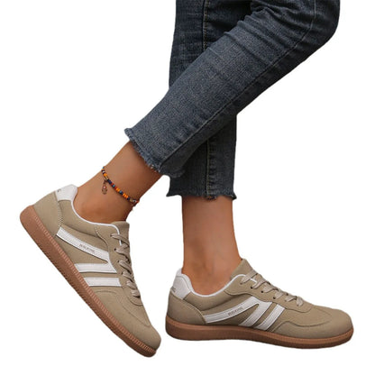 Baskets d'automne pour femmes à couleurs mélangées, mode à empiècements, chaussures vulcanisées à talon plat, chaussures décontractées en cuir PU antidérapantes à lacets pour femmes
